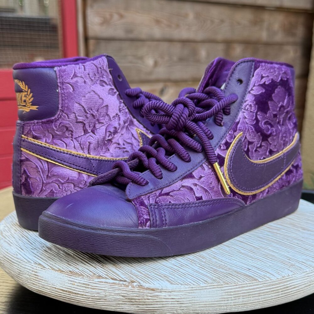Nike Blazer Mid Night Purple Women's 7 Mid Top Basketball Sneakers Embroidered